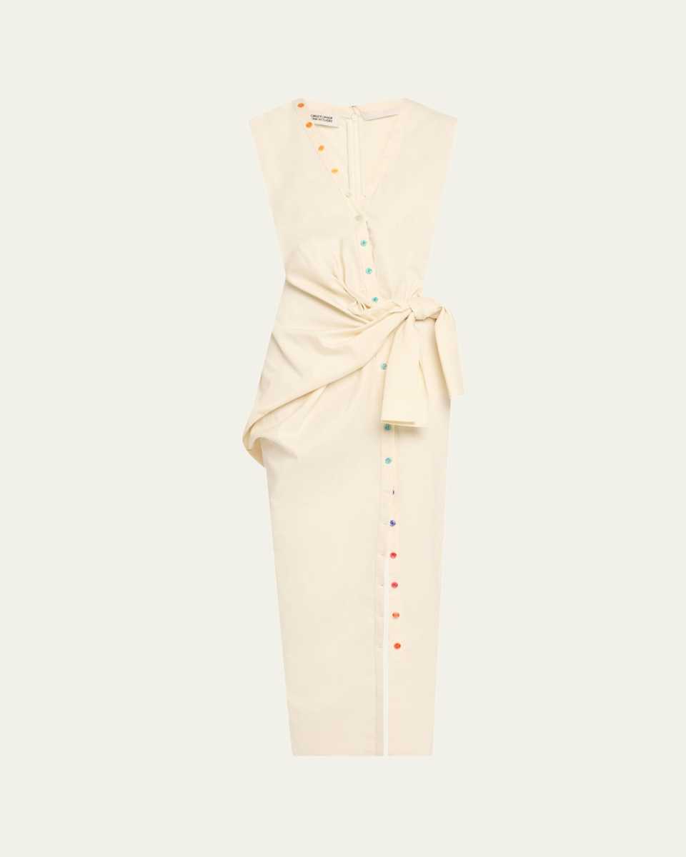 V-Neck Sleeveless Sarong Maxi Shirtdress